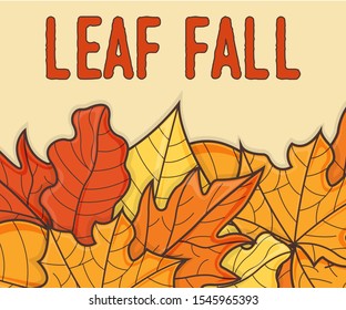 Fall and Autumn Banner Concept. Leaf Fall Background. Autumn Symbol, Icon and Badge. Cartoon Vector illustration.