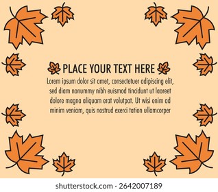 fall autumn banner template with maple leaves and space for text. Set. Editable floral abstract vector background for posters, invitation and social media post and cover