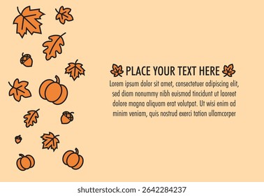 fall autumn banner template with maple leaves and space for text. Editable floral abstract vector background for posters, invitation and social media post and cover