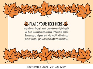 fall autumn banner template with maple leaves and space for text. Editable floral abstract vector background for posters, invitation and social media post and cover