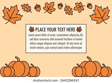 fall autumn banner template with maple leaves and space for text. Editable floral abstract vector background for posters, invitation and social media post and cover