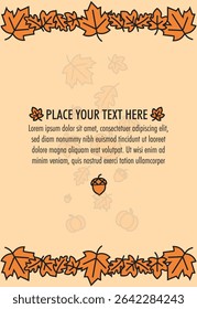 fall autumn banner template with maple leaves and space for text. Editable floral abstract vector background for posters, invitation and social media post and cover