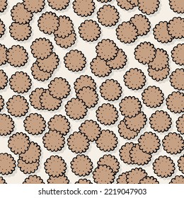 Fall Autumn Doodle Shortbread Cookies linear colorful vector seasonal seamless pattern isolated on light background 