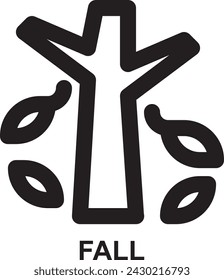 otoño, otoño, hoja, árbol, clima, estación, ecología, icono de contorno de la naturaleza para la impresión de la presentación de la aplicación móvil web