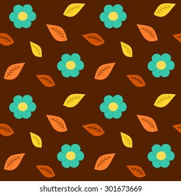 fall autumn leaves background vector seamless pattern