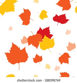 Fall or Autumn leaves blowing in the wind