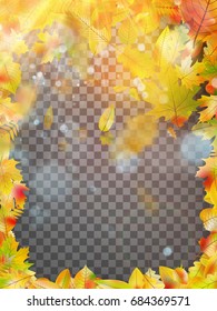 Fall, autumn, leaves frame with a blurred transparent background. And also includes EPS 10 vector