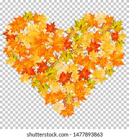 Fall (Autumn) Maple Background. Transparency Grid Design. Vector Illustration.