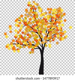 Fall (Autumn) Maple Background. Transparency Grid Design. Vector Illustration.