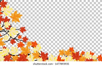 Fall (Autumn) Maple Background. Transparency Grid Design. Vector Illustration.