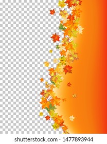 Fall (Autumn) Maple Background. Transparency Grid Design. Vector Illustration.
