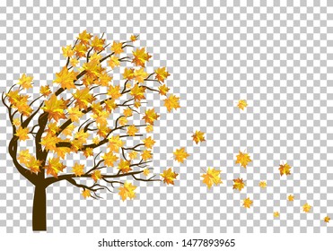 Fall (Autumn) Maple Background. Transparency Grid Design. Vector Illustration.