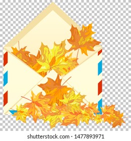 Fall (Autumn) Maple Background. Transparency Grid Design. Vector Illustration.