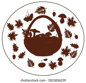 Fall, autumn. Mushrooms. Leaves. Maple. Oak. Pumpkin. Rowan. An Apple. September. October. November. Set of autumn vector isolated images.