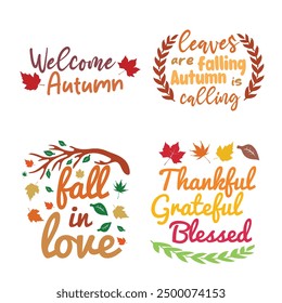 Fall Autumn Quotes Set Sublimation Colorful Design