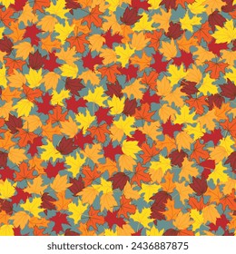 Fall Autumn Red, Yellow, and Orange Maple Leaves Seamless Pattern