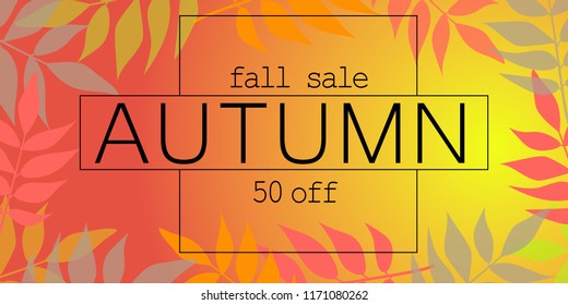 Fall autumn sale banner horizontal. Flat illustration of vector fall autumn sale banner horizontal for web design