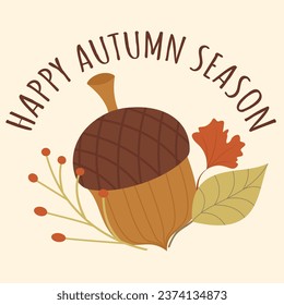 Fall and Autumn Season Holiday icon Vector Arts. Objects and stuffs around October Autumn Season with orange, brown, and green natural color resembling Fall season