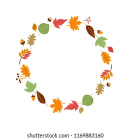 Fall, Autumn season illustrations, stickers with text and floral elements