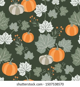 Fall and autumn season seamless pattern. Hand drawn scandinavian style repeated background texture for fabric, textile, wrapping paper, wallpaper surface design.