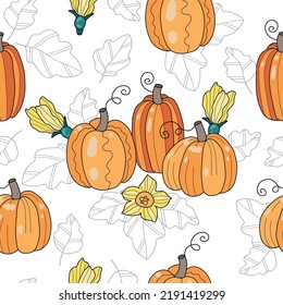 Temporada otoño y otoño sin problemas. Estilo escandinavo dibujado a mano textura de fondo repetida para tela, textil, papel de envoltura, diseño de superficie de papel pintado
