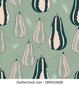 Fall Autumn Squash Vector Seamless Pattern