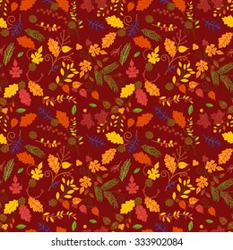 Fall, Autumn or Thanksgiving Vector Flower Pattern - Seamless and Tileable