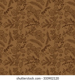 Fall, Autumn or Thanksgiving Vector Flower Pattern - Seamless and Tileable