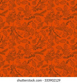 Fall, Autumn or Thanksgiving Vector Flower Pattern - Seamless and Tileable