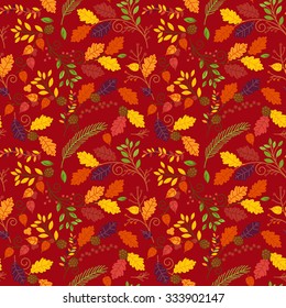 Fall, Autumn or Thanksgiving Vector Flower Pattern - Seamless and Tileable