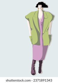 Caída Otoño Ilustración del Vector de Abrigo sobredimensionado de moda