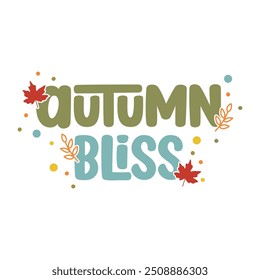 Diseño de tipografía de otoño - Ilustración vectorial de letras de otoño retro groovy - diseño de sublimación vintage de otoño bliss