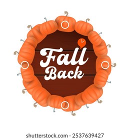 Fall Back 2024. El horario de verano termina el Anuncio con calabazas aisladas sobre fondo blanco.