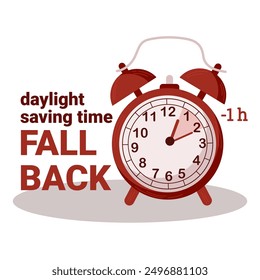 Fall Back, change clock back one hour. Daylight Saving Time.Autumn Fall Back 1 h.