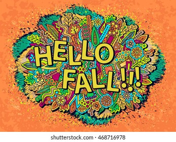 Fall background. Autumn doodles wallpaper. Ethnic zentangle ornament. Pencil effect trendy doodles texture. Vector illustration for web design or printed products.