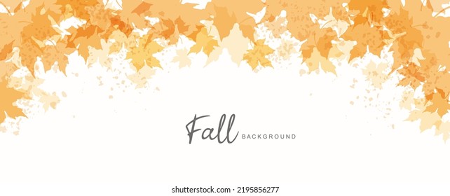 Fall background.  Autumn frame with watercolor yellow maple leaves. Thanksgiving and Harvest Day. Vector illustration