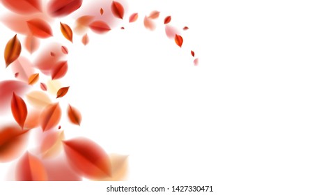Fall background with blurred flying red leaves, autumn nature vector isolated design