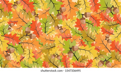 Fall background with colorful  autumnal oak leaves. Vector banner for sale, advertising, poster, web.