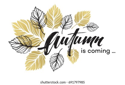 Fall background design with golden and black autumn leaves. Vector illustration EPS10