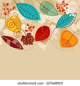 Fall background with leaves in bright colors