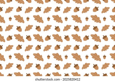 Fall background. Oak illustration. Autumn backdrop. Celebration concept. Seamless vector pattern. Holiday floral decor.