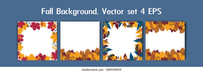 Fall backgrounds , frame set, autumn  vector set. Collection of hand drawn autumn elements for design, space for text