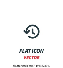Fall backward Change time icon in a flat style. Vector illustration pictogram on white background. Isolated symbol suitable for mobile concept, web apps, infographics, interface and apps design