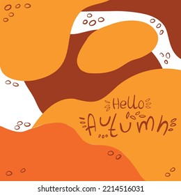 Fall banner. Autumn design with geometric shapes and wavy lines in orange and brown colors. Vector illustration. For poster, flyer, social media post or stories template, campaign, invitation, cover.