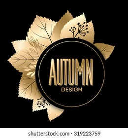 Fall banner with Gold leaves. Vector illustration EPS 10