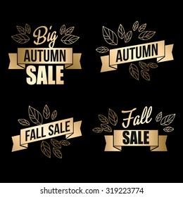 Fall banner with Gold leaves. Vector illustration EPS 10
