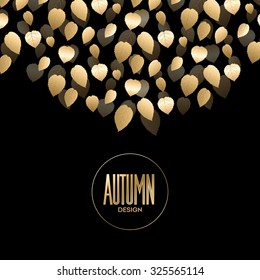 Fall banner with Gold leaves. Vector illustration EPS 10
