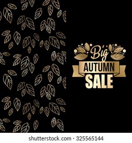 Fall banner with Gold leaves. Vector illustration EPS 10