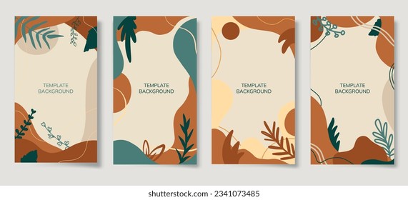 Fall Boho Instagram Mood Templates. Trendy abstract shapes. Vector illustration