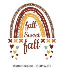 Herbst Boho Regenbogen Sublimation Design, Herbst Saison Sublimation, Herbst Saison, Blatt verlassen Fall